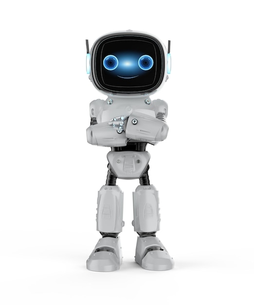 Pieni robottiapulainen ristissä käsin