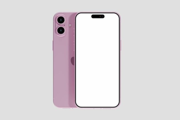 Pink color iPhone on light gray background