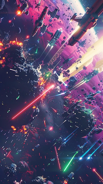 Pixel Art Epic Space Battle Scene
