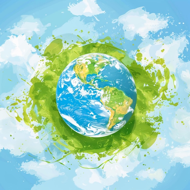 Planet earth with elements of nature and animals popping out