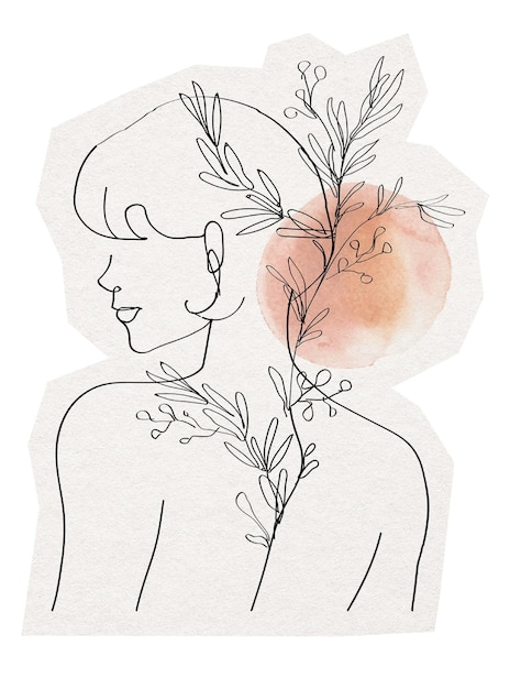 PNG feminine line art sticker transparent background