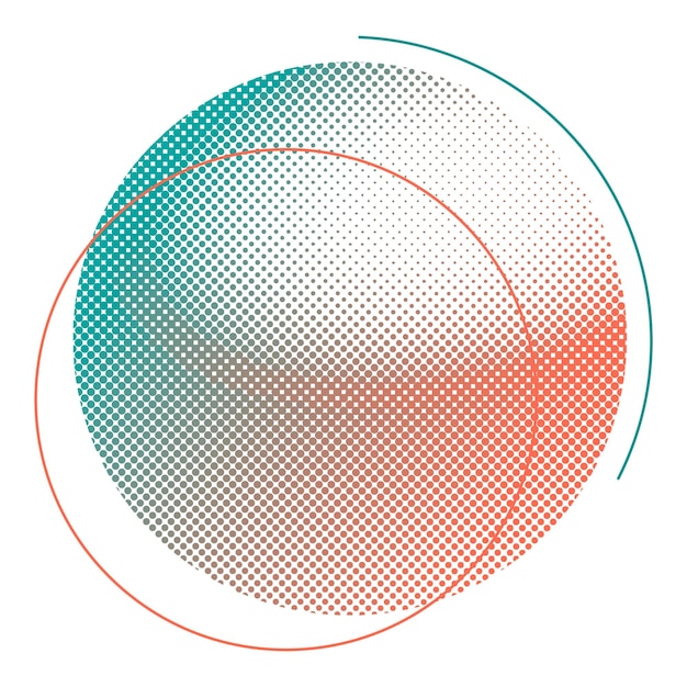 Png halftone abstract circle green orange element transparent background