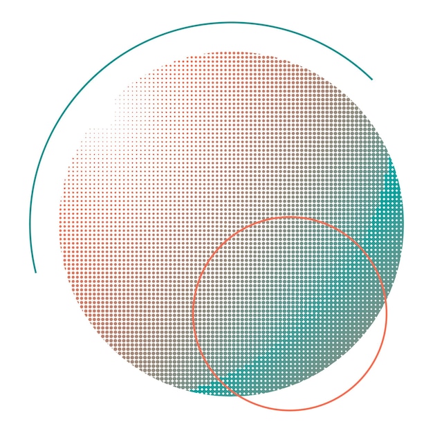Png halftone abstract circle green orange element transparent background