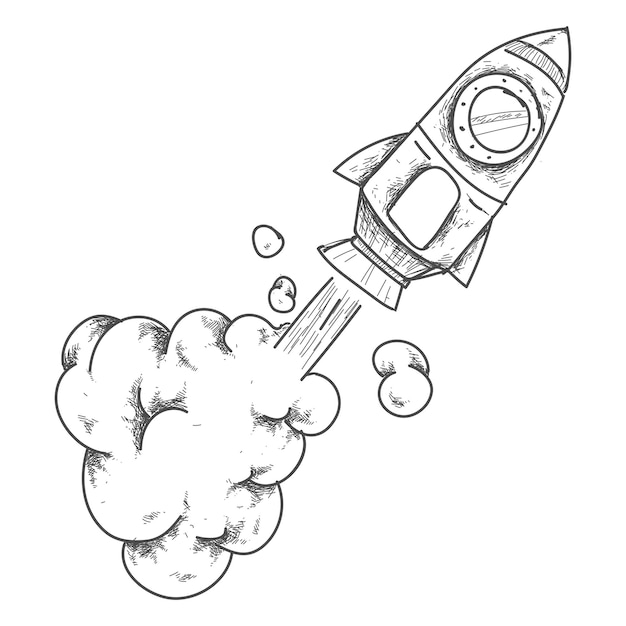 Png rocket doodle design element transparent background