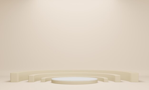 Podium Product display stand cream color production business background 3d rendering
