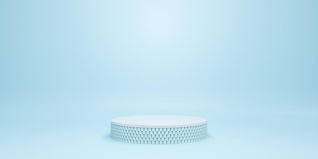 Podium sky blue with production background 3d rendering