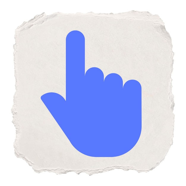 Pointing hand png icon sticker ripped paper design transparent background