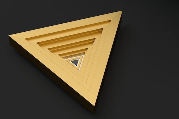 polished triangle metal frame 3d rendering