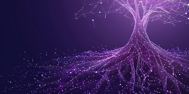 Polygonal illustration of tree root with connected dots