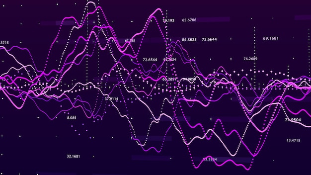 Pörssikurssigrafiikka Big data -visualisointi, sijoitusgraafikon konsepti 3d-renderöidä