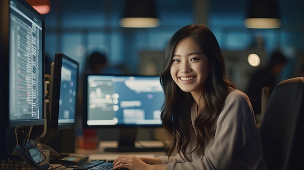 portrait of a person working on a computer generative ai