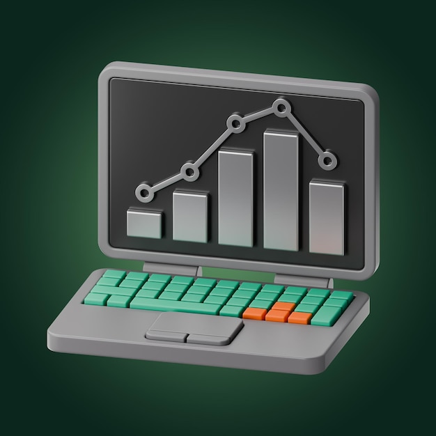 Premium finance statistic computer icon 3d rendering on isolated background
