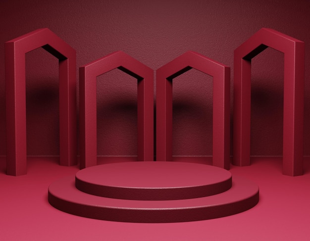 Product presentation podium with a magenta color background 3d