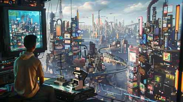 Professional Artist Sketching a Futuristic Cityscape