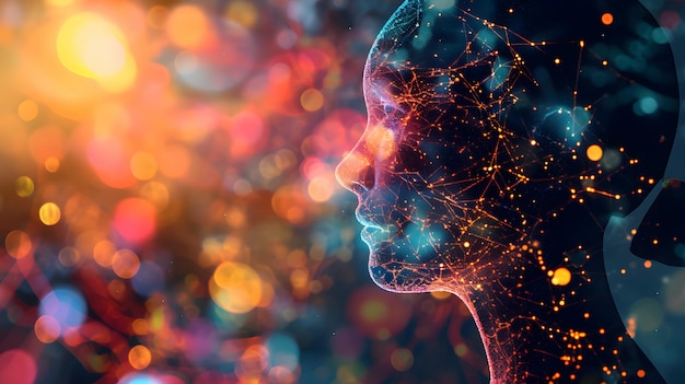 profile face connected to the universe spirituality concept artificial intelligence singularity