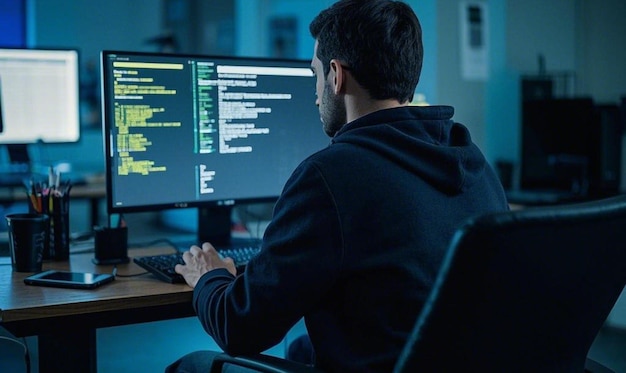 Programmer working late at night