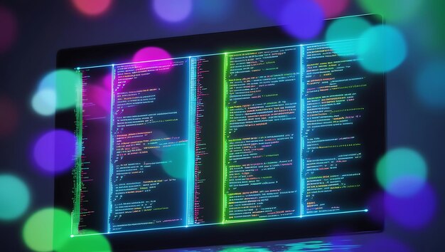 programming and software development work Concept of hard work of computer coding and programming
