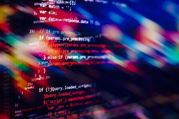 Programming code abstract technology background of software developer and Computer script