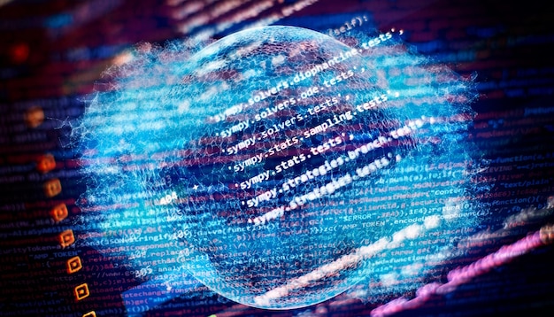 Programming code on computer screen Software development Writing program code on computer