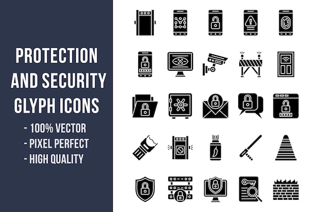 Protection and Security Glyph Icons