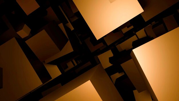 purple and gold squares design black background with bright animation and large squares that are