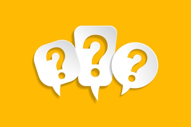 Question mark design with speech bubbles on yellow background