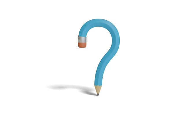 Question mark shaped pencil isolated.
