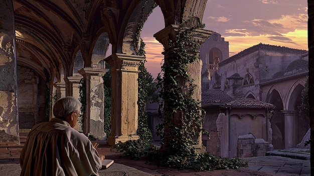 quotcrumbling stone courtyard in ancient settingquot