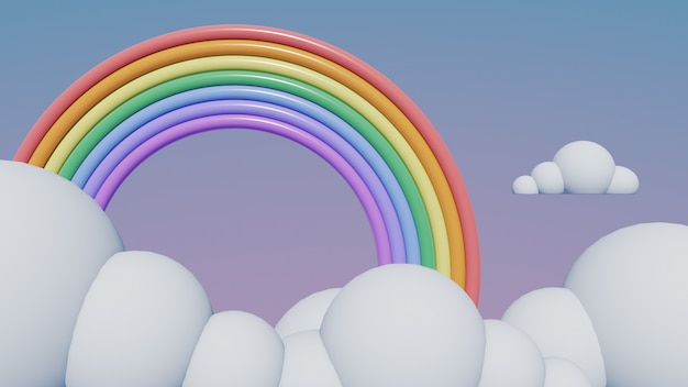 rainbow with clouds background