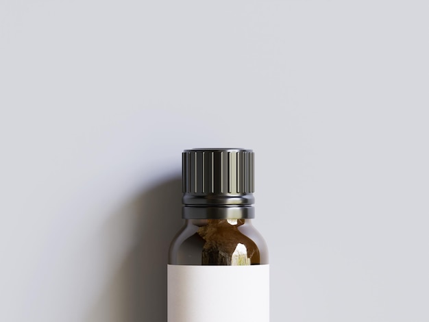 Realistic 3D render of bottle for place Aromatic Aromatherapy Natural Ingredients Candle Making