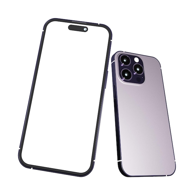 Realistic new smartphone mockup in purple color with device display screen template for product advertising UI and UX infographic presentation interface design Tech concept 3D illustration rendering