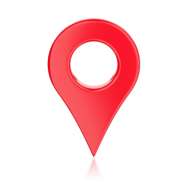 Red map geo tag isolated on white 3d rendering