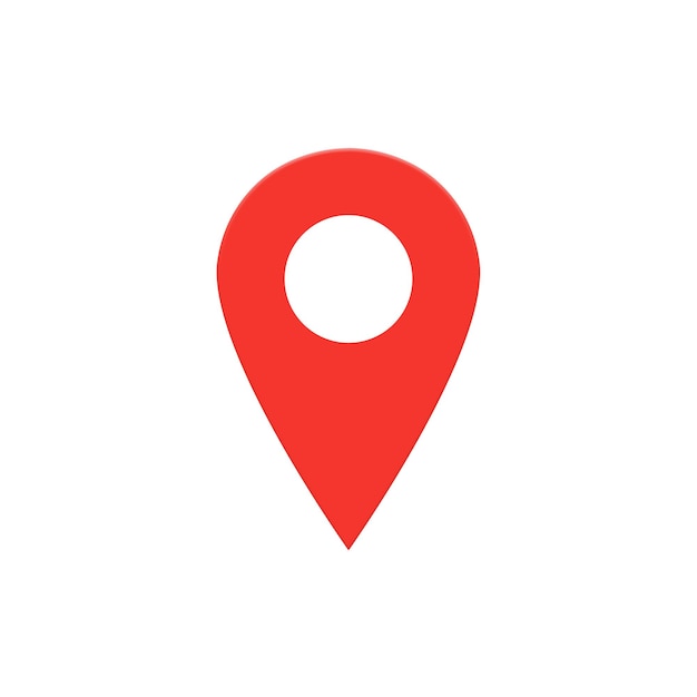 Red map pointer icon Location symbol Flat design style