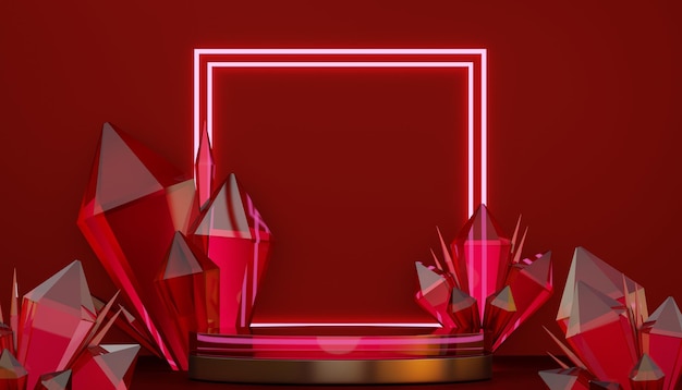 Red stage podium decoration suitable for products3D rendering