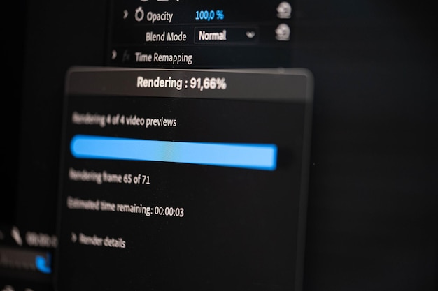 Rendering progress on computer screen