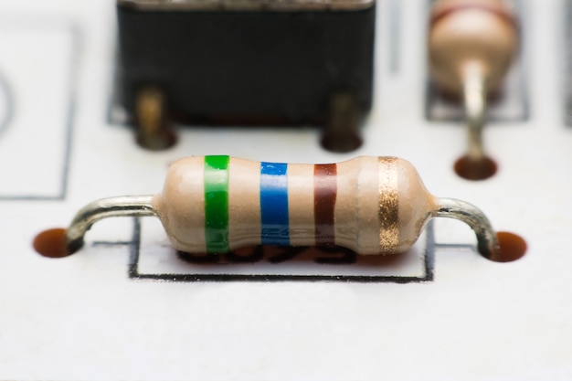 Resistor on Circuit Board close up. electronic hardware