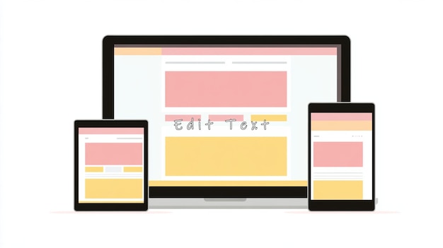 Responsive web design on laptop tablet and phone