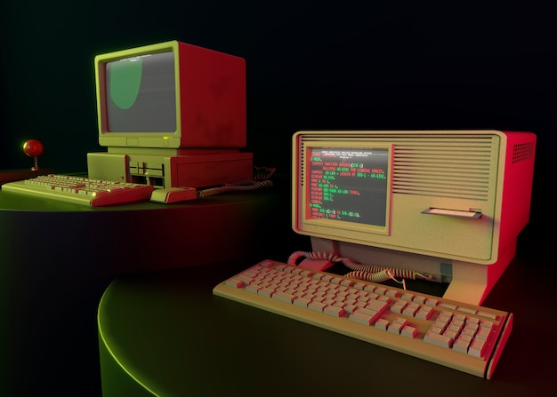 Retro-tietokone työpöydällä