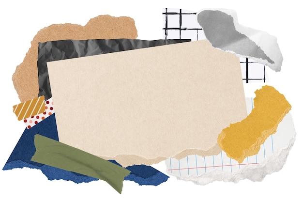 Ripped papers png collage frame sticker transparent background