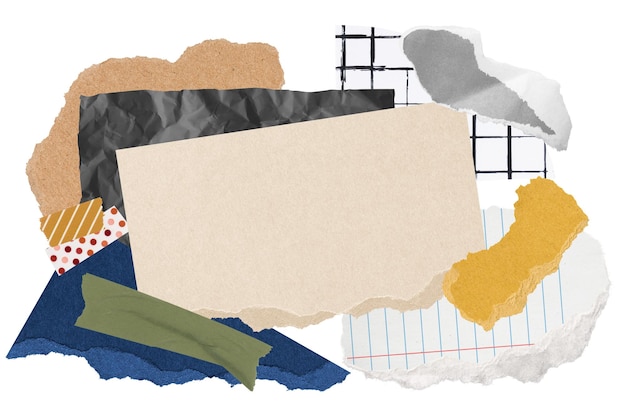 Ripped papers png collage frame sticker transparent background