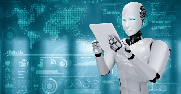 Robot hominoid using tablet computer for big data analytic