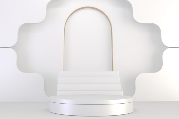 Roman podium white for cosmetic product on background granite white. rendering