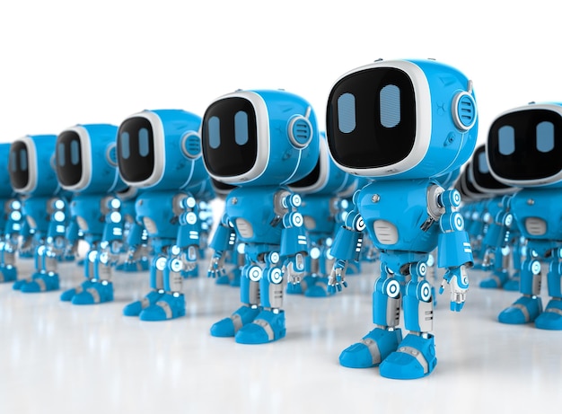 Ryhmä robottiapulaisia tai tekoälyrobotteja