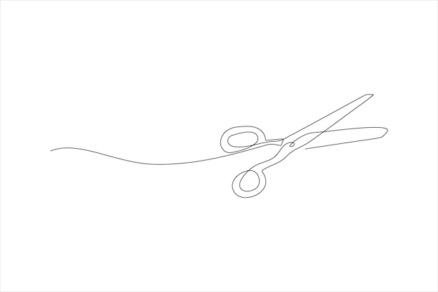 scissors cut continuous line vector illustration