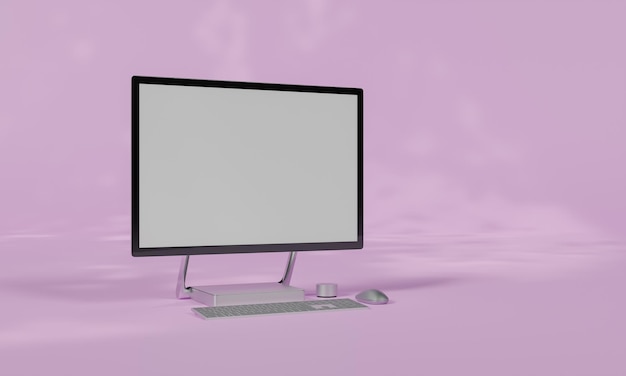 Screen Mock up with shadow color wall background copy space 3D rendering