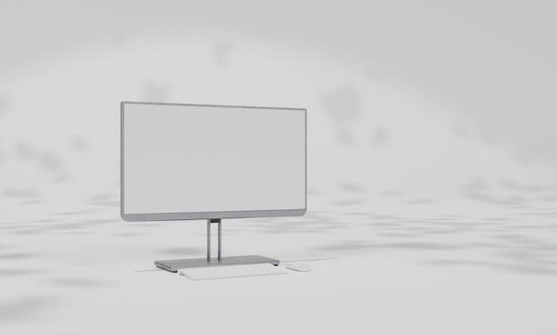 Screen Mock up with shadow color wall background copy space 3D rendering