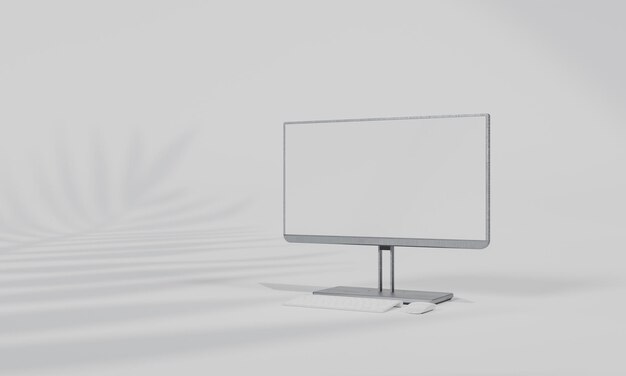 Screen Mock up with shadow color wall background copy space 3D rendering