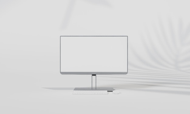 Screen Mock up with shadow color wall background copy space 3D rendering