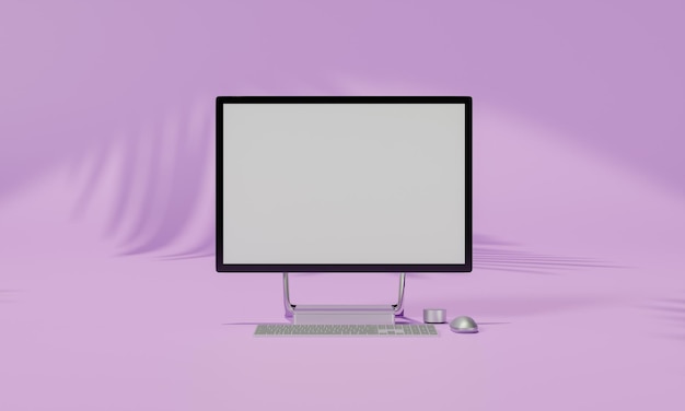 Screen Mock up with shadow color wall background copy space 3D rendering