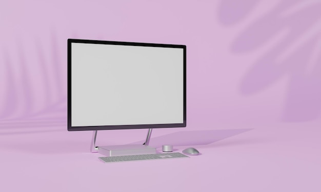 Screen Mock up with shadow color wall background copy space 3D rendering